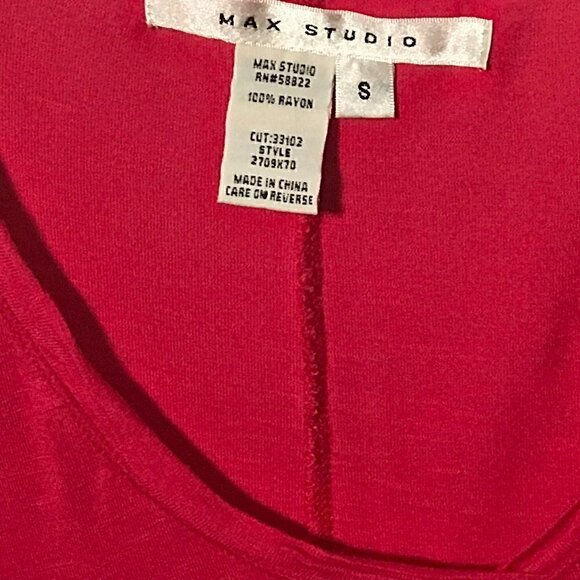 Max Studio deep pink 3/4 sleeve deep v-neck top, S - Picture 4 of 5